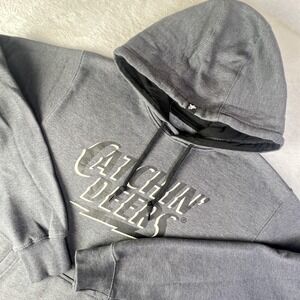 Catchin' Deers Hoodie Mens M Gray Pullover Sweatshirt Hunting Graphic
